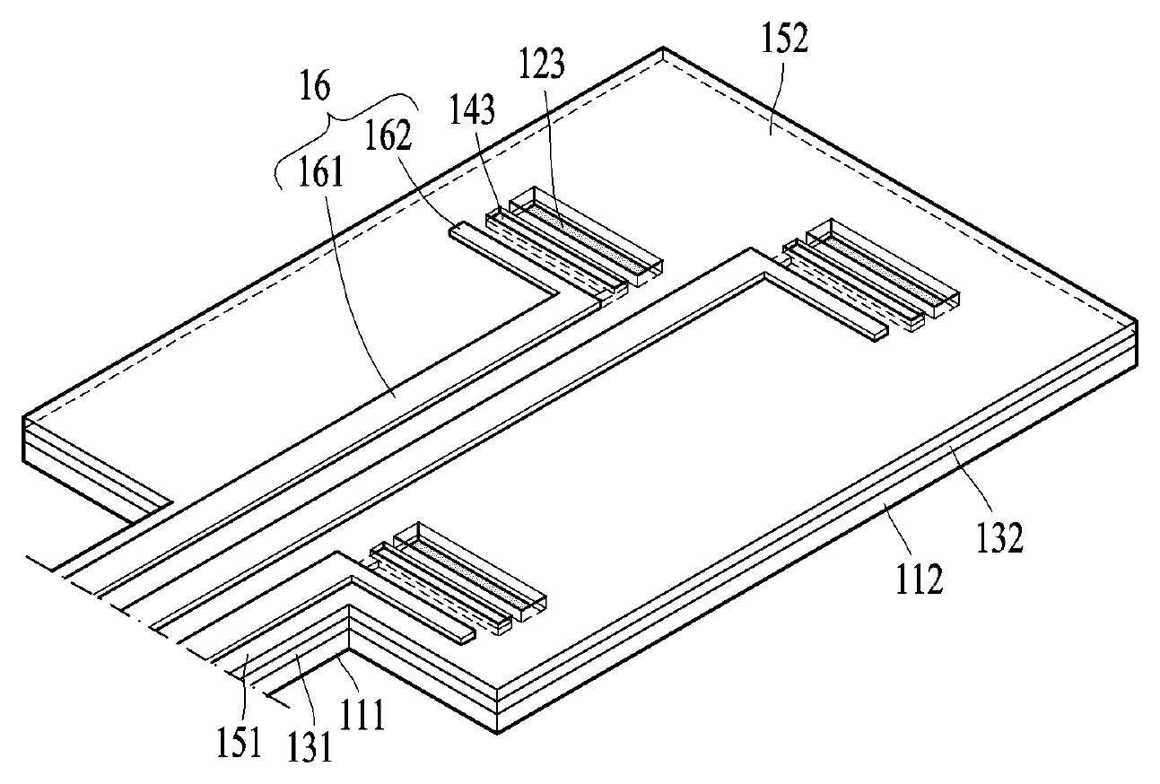 Patent drawing of the electrode and wiring architecture in a cellular sensing probe