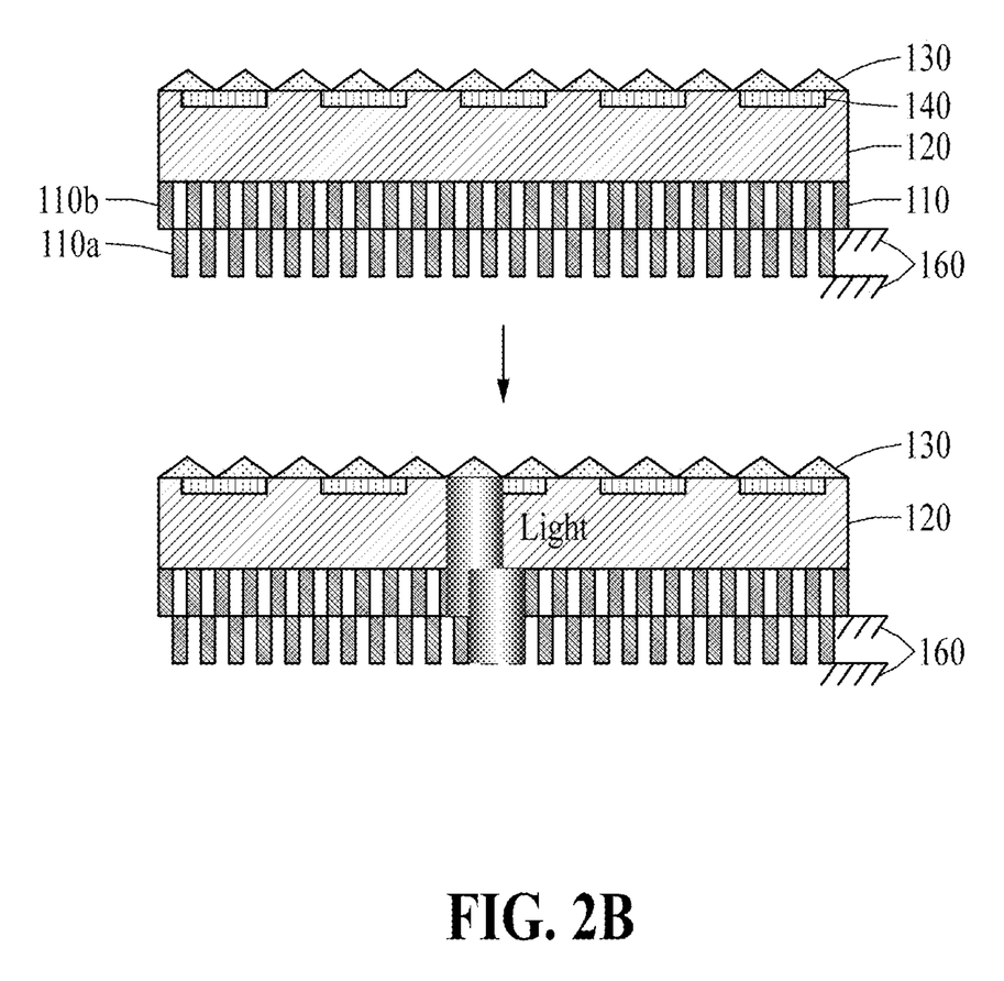 Patent cross-section showing light passing through an electrode system